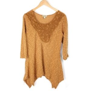 One World | Hippie Boho Top Crochet Applique